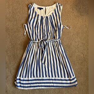 Blue and White Striped Sleeveless Dress